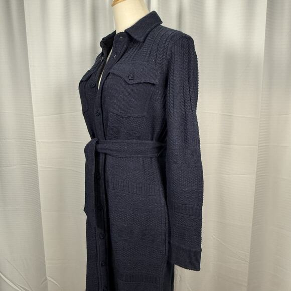 RRL Ralph Lauren Double RL Wool Cotton Belted Sweater Dress Size 2 S Blue $895 - Picture 4 of 12